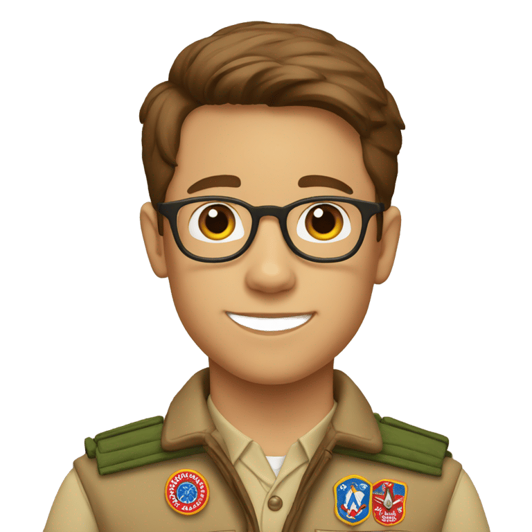 genmoji : Boy Scout Leader with brown hair and glasses