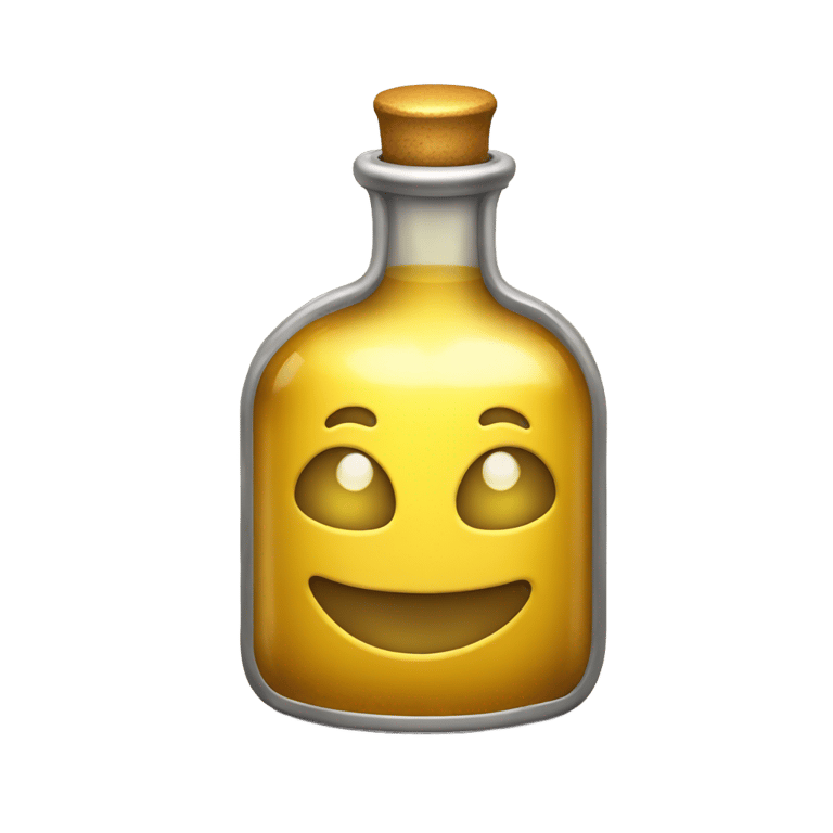 genmoji: A bottle of magic potion in a metallic yellow color