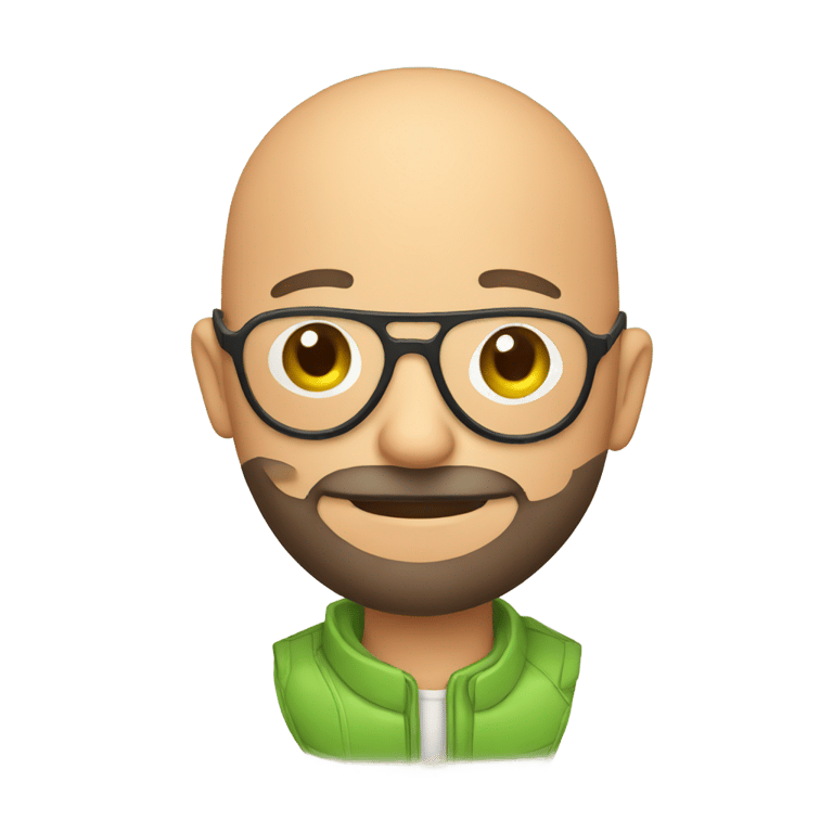 genmoji: Bald man with beard and aviator glasses holding melon