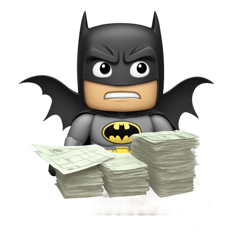 genmoji: Batman filing taxes and failing