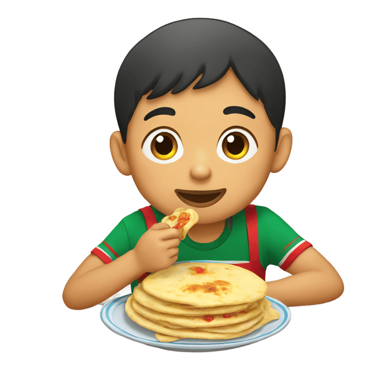 genmoji: Mexican kid eating pupusas