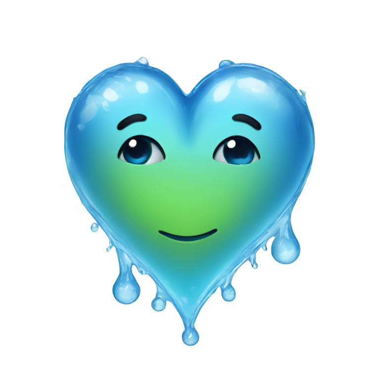 genmoji: water droplets in a heart shape