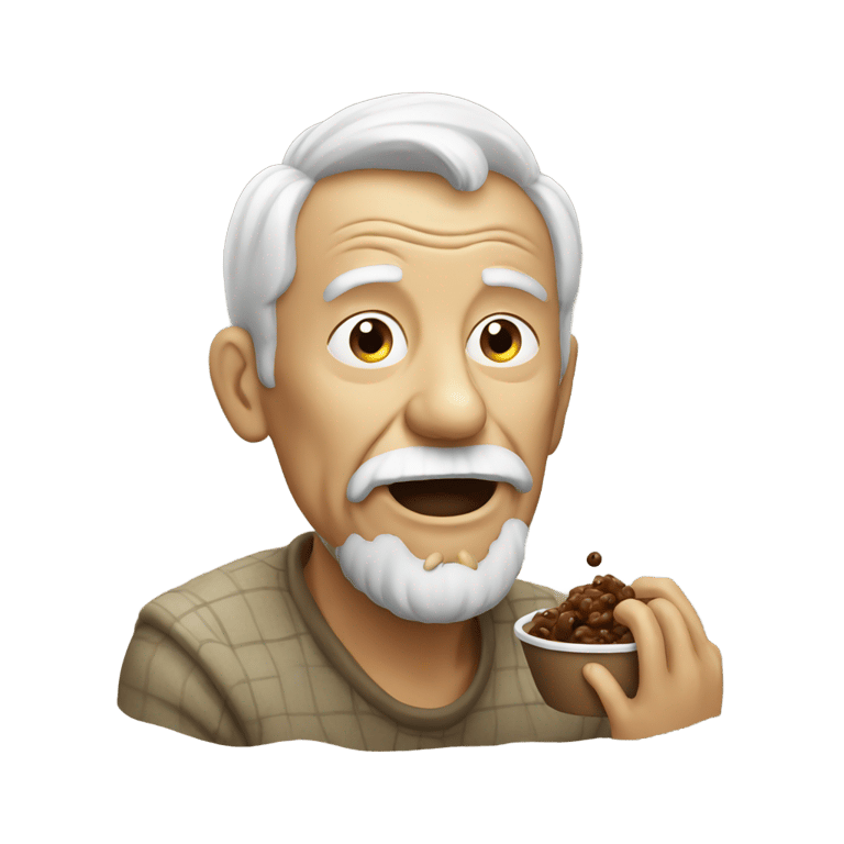 genmoji: Old man eating poop