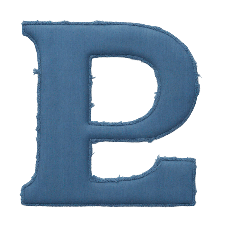 genmoji: Letter d made out of denim blue paint