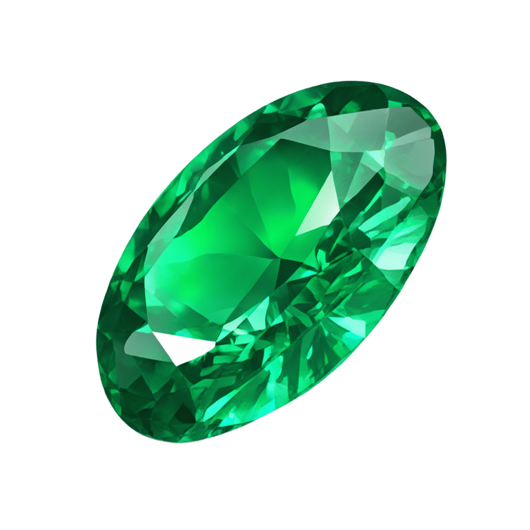 genmoji: "A single emerald emoji with a smooth, polished oval shape, showcasing a deep, vibrant green hue. The gemstone has intricate facets that reflect light brilliantly, giving it a luxurious and radiant appearance, while maintaining a sleek and elegant design."