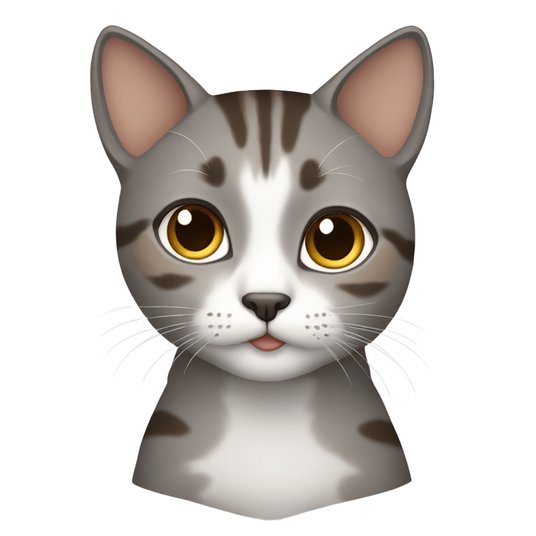 genmoji: A girl grey and brown short hair cat