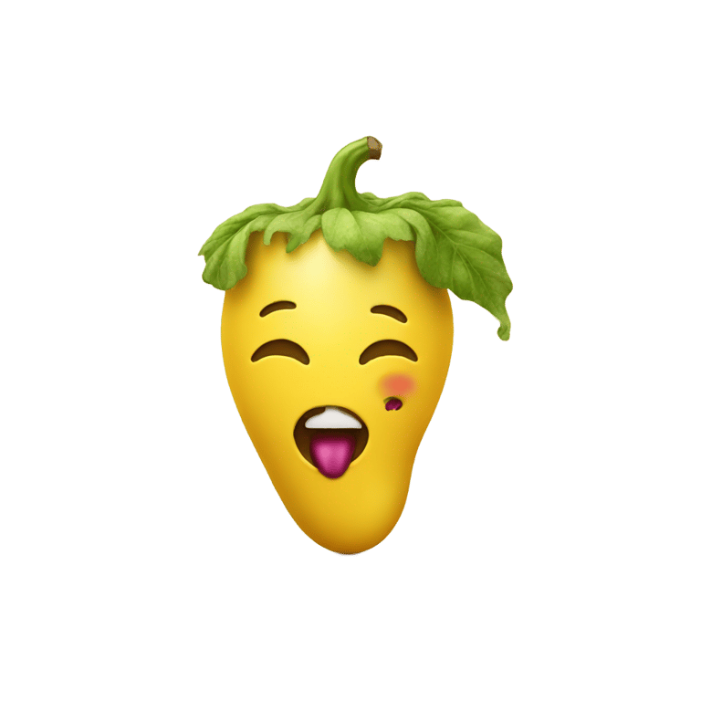 genmoji: Yellow emoji head with eggplant going into its mouth