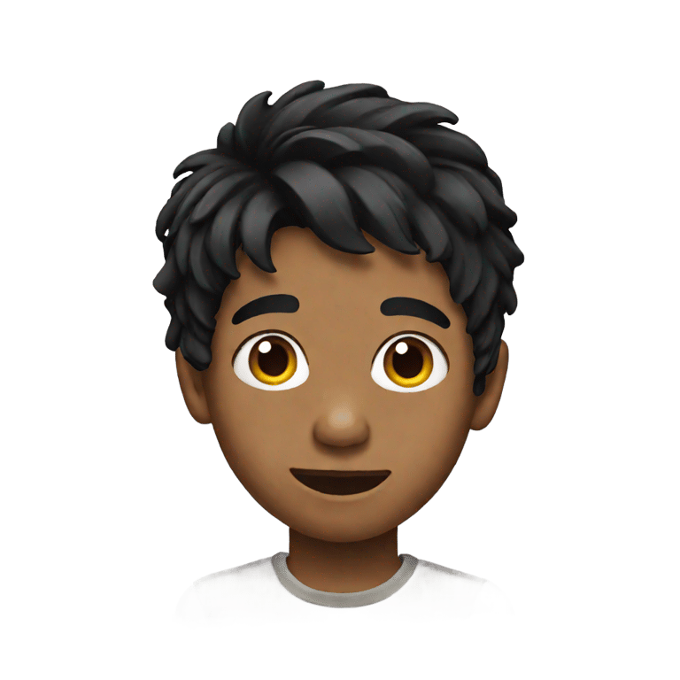 genmoji: a kid with black hair swept to the side