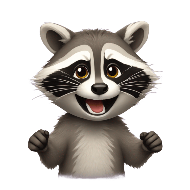 絵文字：Raccoon cheering saying "Racct"