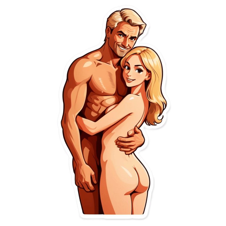 genmoji : Femmes blondes nues avec un homme