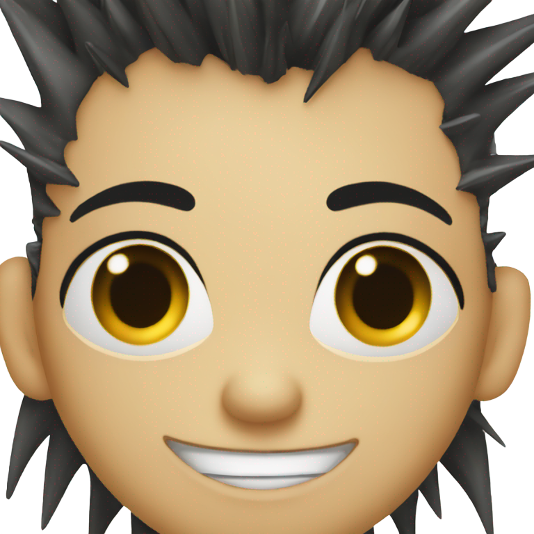 genmoji：戴牙套的坏笑和黑色朋克尖刺头发