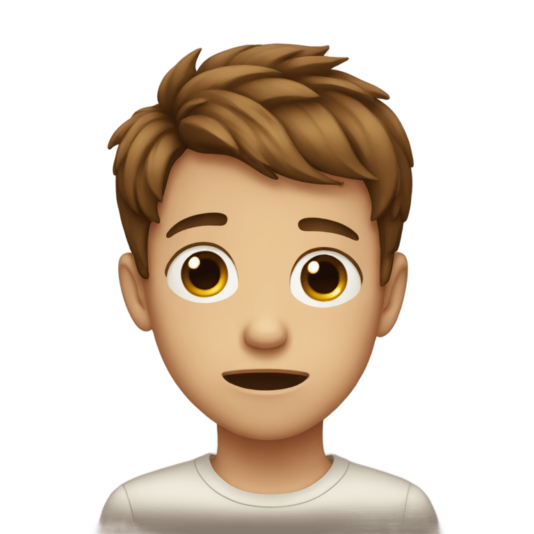 genmoji: Boy with brown hair crying