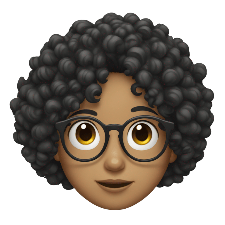 genmoji: Girl with black curly hair and glasses