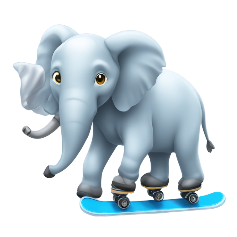 genmoji: elefanta con patines de hielo