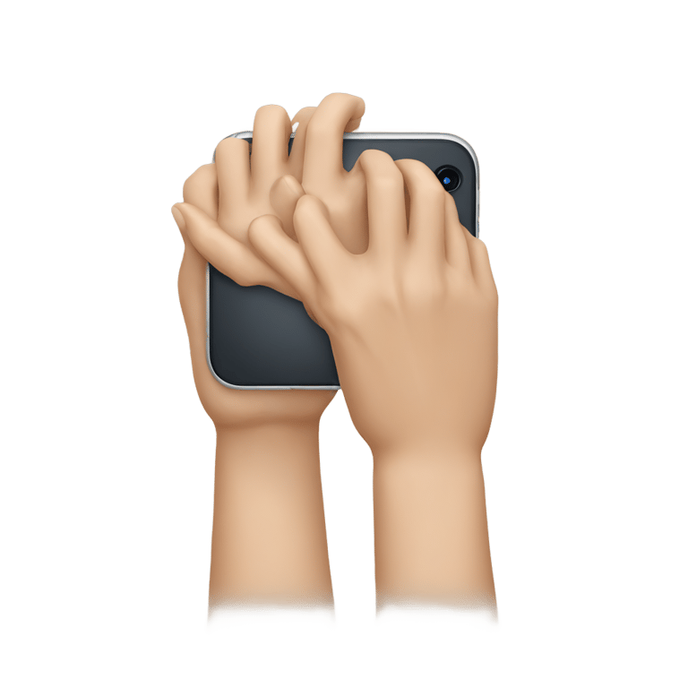 genmoji: One hand ready to keep a Iphone