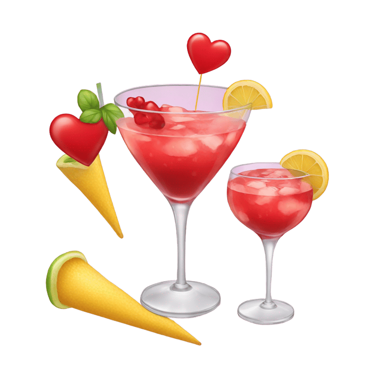 genmoji: A heart, a cocktail, and a party decoration.