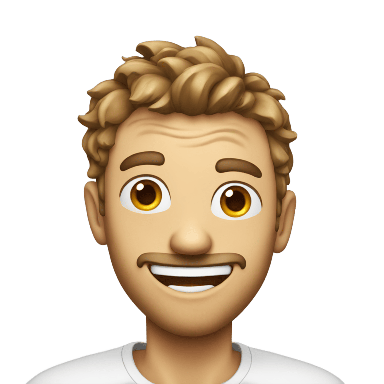 genmoji: A crazy guy looking at you which blood on his face he is really crazy and smiling very much