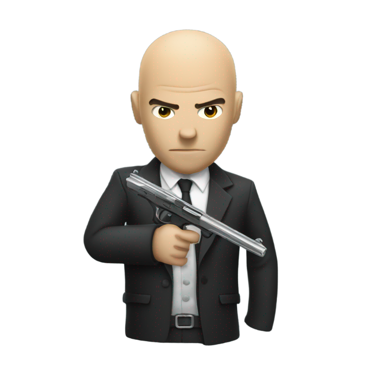 genmoji: Hitman holds a pistol