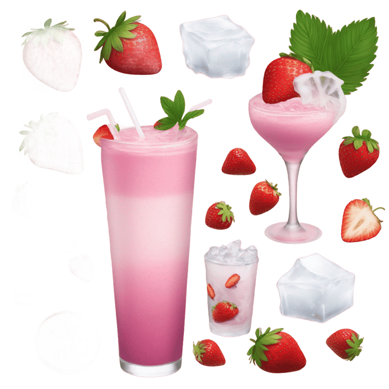 genmoji: strawberry açaí base, coconut milk, water, and ice pink drink