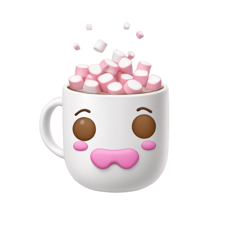 genmoji: hot cocoa mug woth pink matshmallows