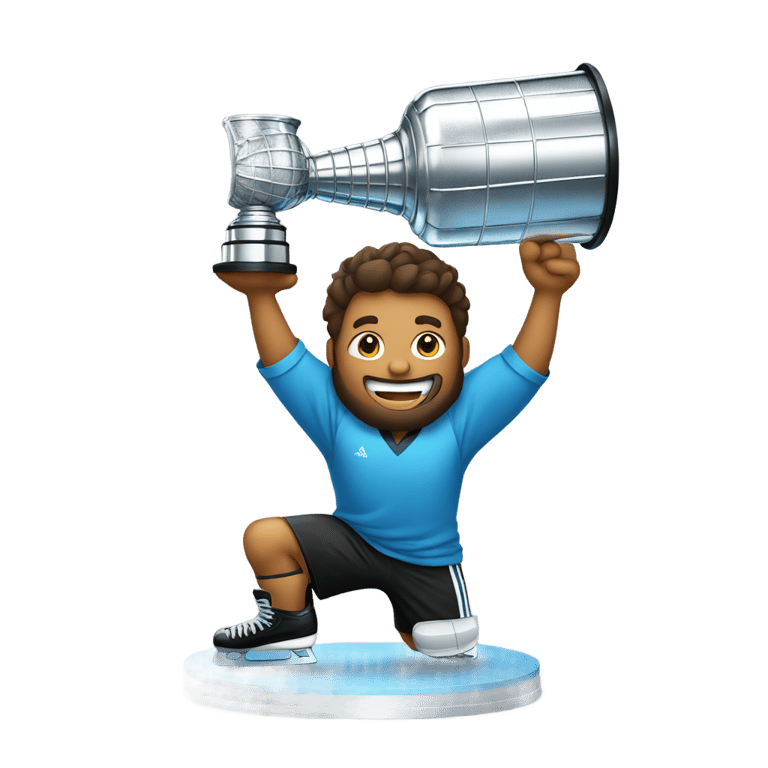 genmoji：Hockey player lifting up a Stanley cup