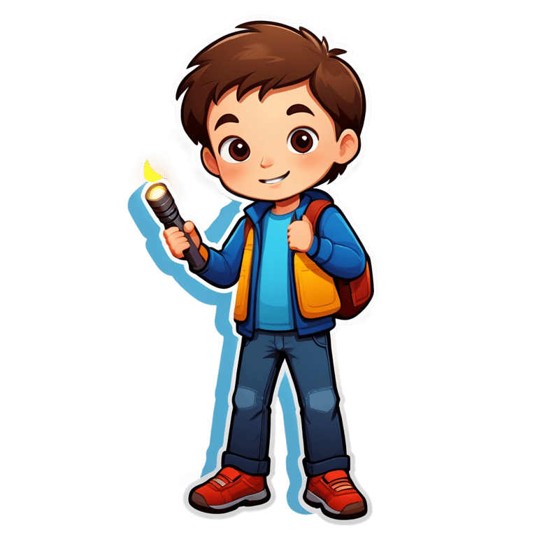 genmoji: kid holding a flashlight