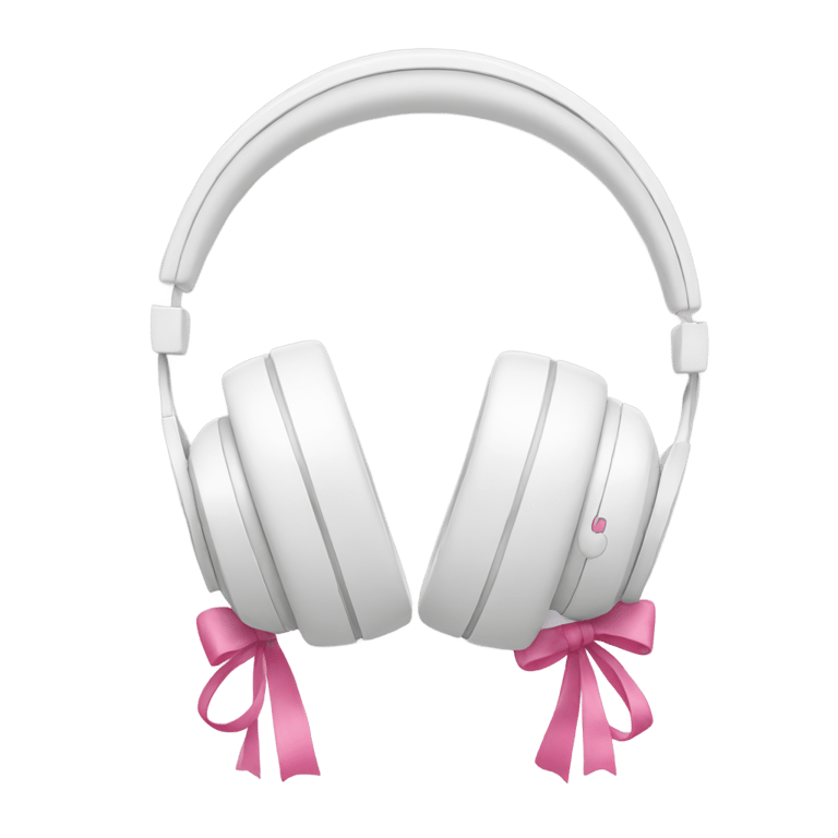 genmoji: white headphones with no head with pink bows