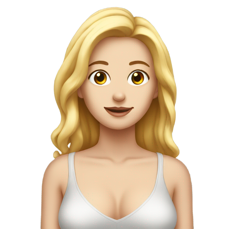 genmoji: White female low hanging breasts