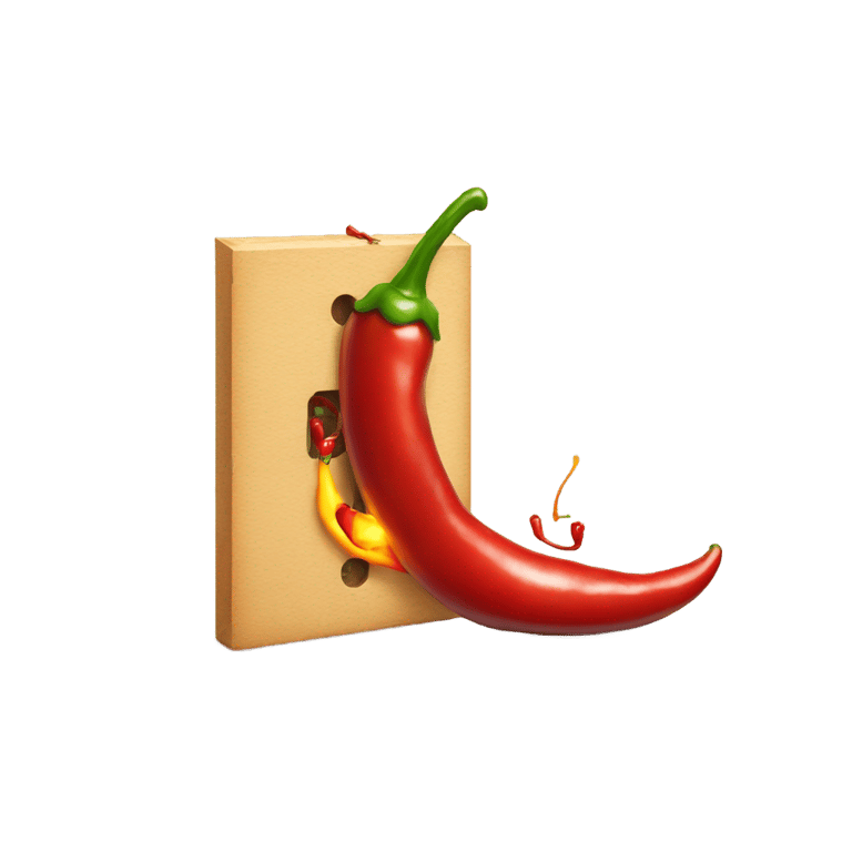 genmoji : chilli pepper caught in a mousetrap