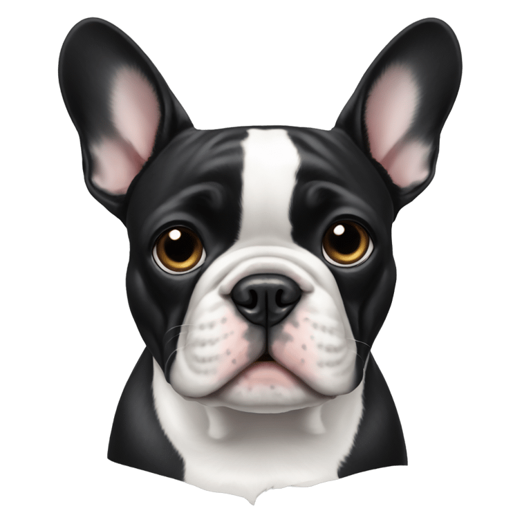 genmoji: Black and white french bulldog