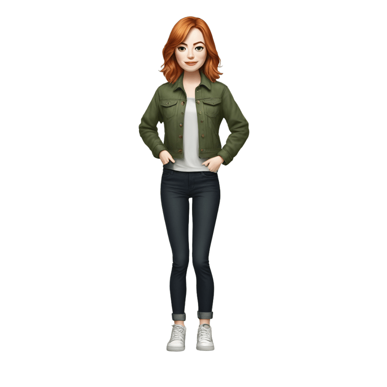 genmoji : emma stone standing on a rock