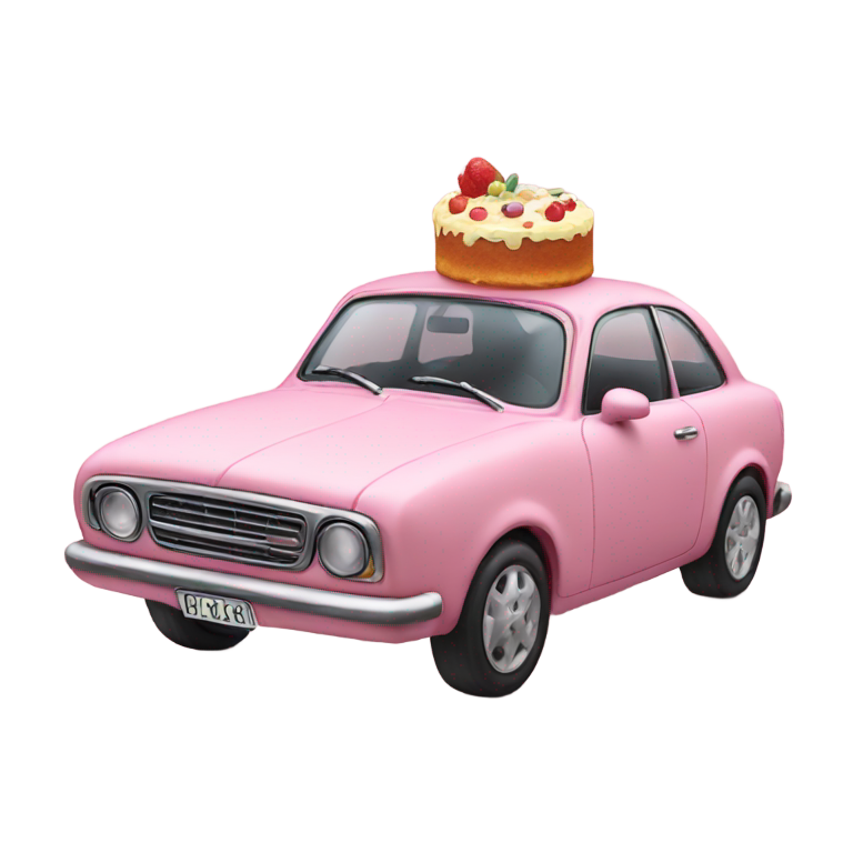 genmoji: kirby eating a car cake