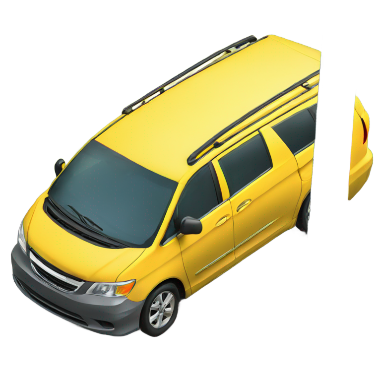 genmoji: Minivan crashed into a yellow pole