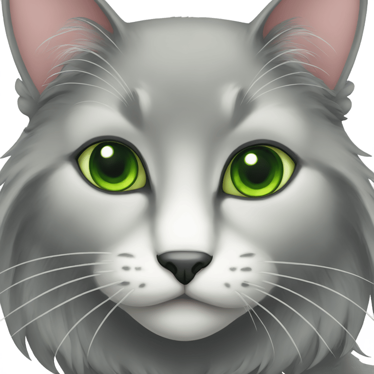 genmoji: Black longhair cat with green eyes