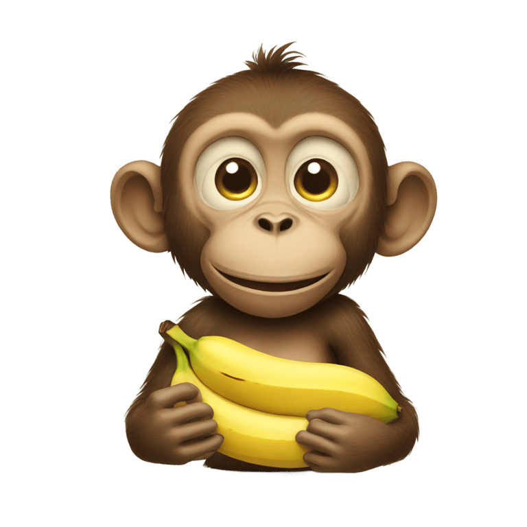 genmoji: A monkey crying with a banana in is hand