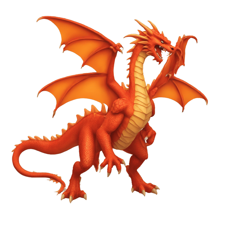 genmoji: A red dragon fighting an orange dragon with a scar on its face