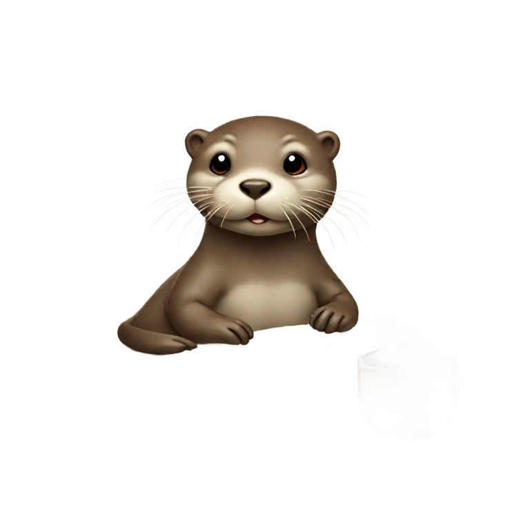 genmoji : A small otter lying on a blanket, with a hot water bottle next to it and a thermometer placed near its snout. It has a tired but sweet expression, with a damp cloth on its head to ease the fever. In the background, there’s a steaming cup of tea and a box of medicine. The scene is