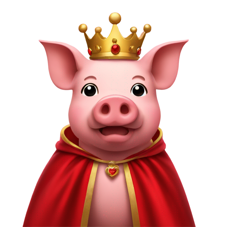 genmoji: Pig emoji with crown and red cape