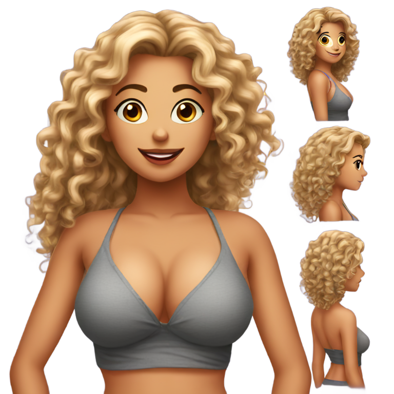 genmoji：性感无上装曲线美女，卷发