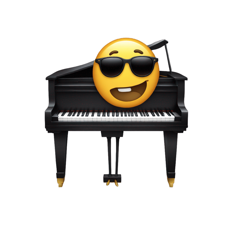 genmoji : piano with sunglasses and arms and legs