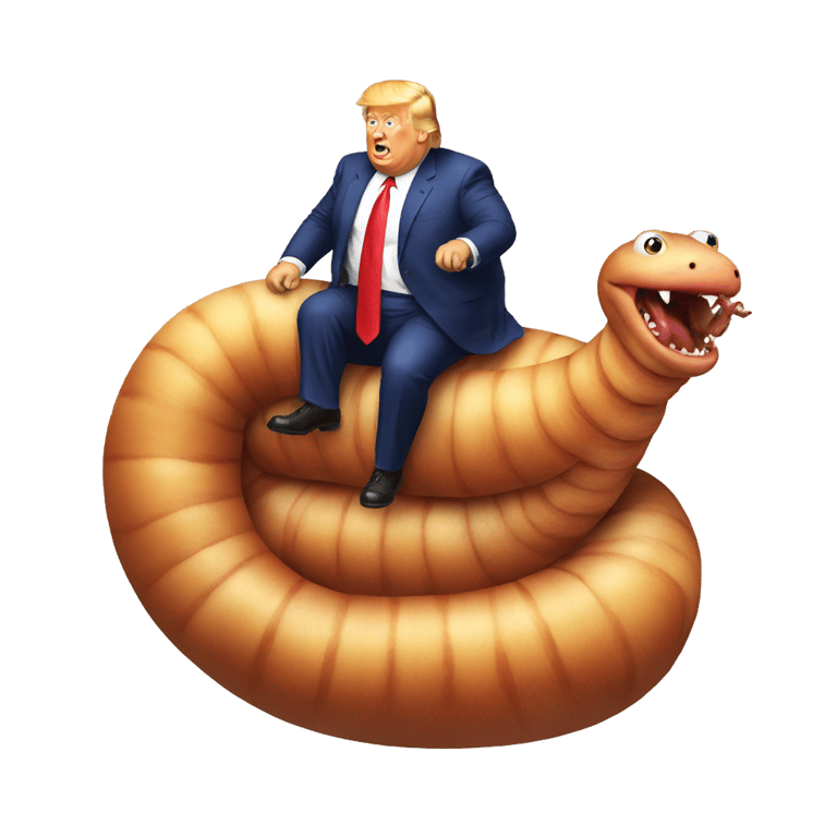 genmoji: Obese Trump riding an earthworm