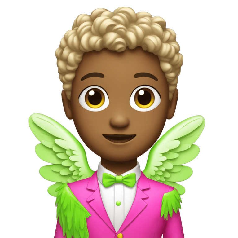 genmoji : A angel boy with a neon green suit and a hot pink tutu