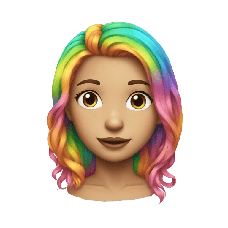 genmoji: A girl face rainbow hair