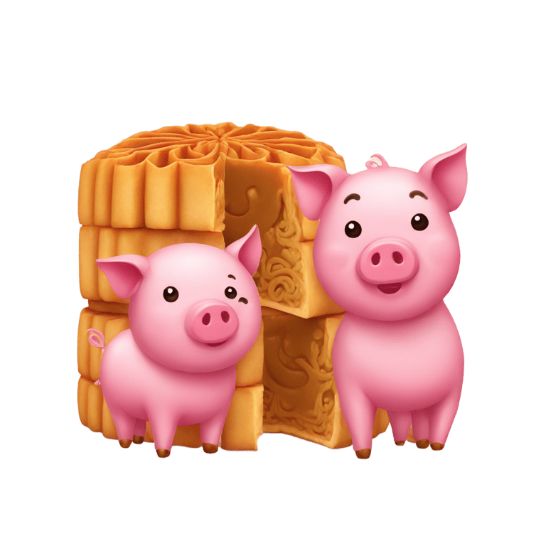 genmoji: Mooncake and pig