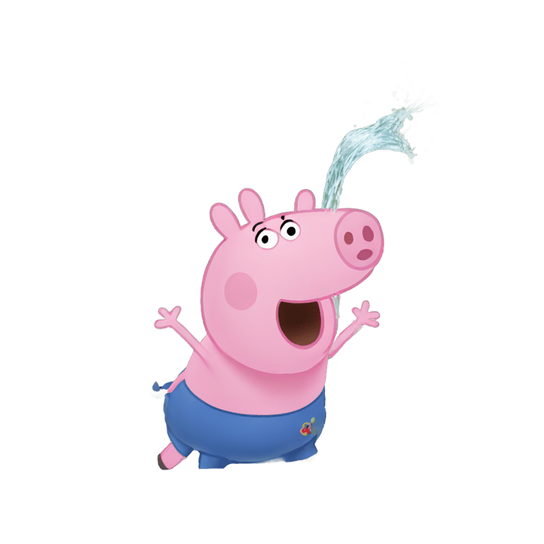 genmoji: Peppa pig drinking from a puddle in mexico