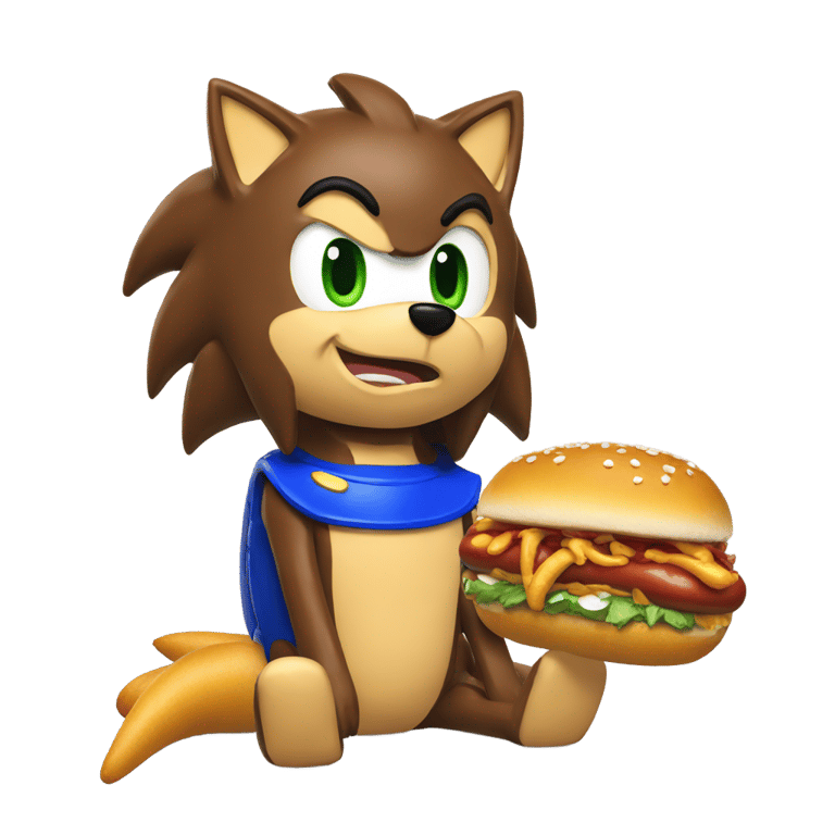 genmoji : Sonic eating chillidogs