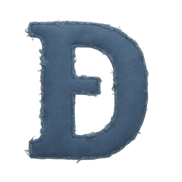 genmoji: Letter d made out of denim paint