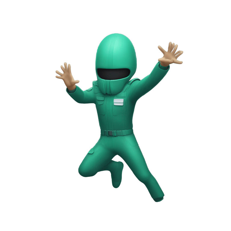 genmoji: A squid game guard making an X with his arms