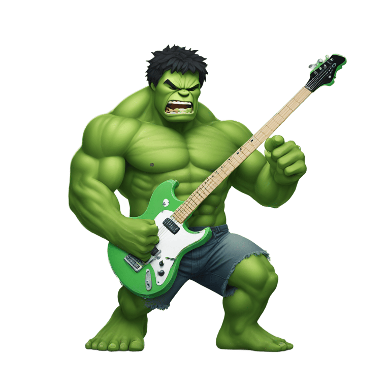 genmoji: Hulk playing electric guitar