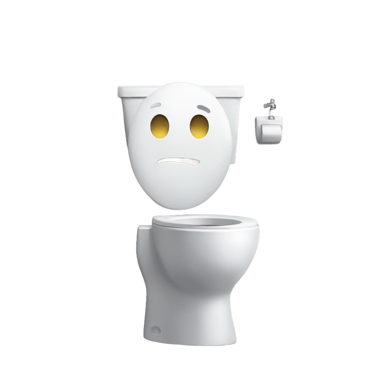 genmoji: Open Toilet with a man head sticking out of it smiling really wide